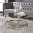 Bowery Hill Contemporary Glass Coffee Table in Gold