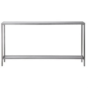 Bowery Hill Metal and Glass Antique Silver Console Table Rectangular 60&quot Unassembled