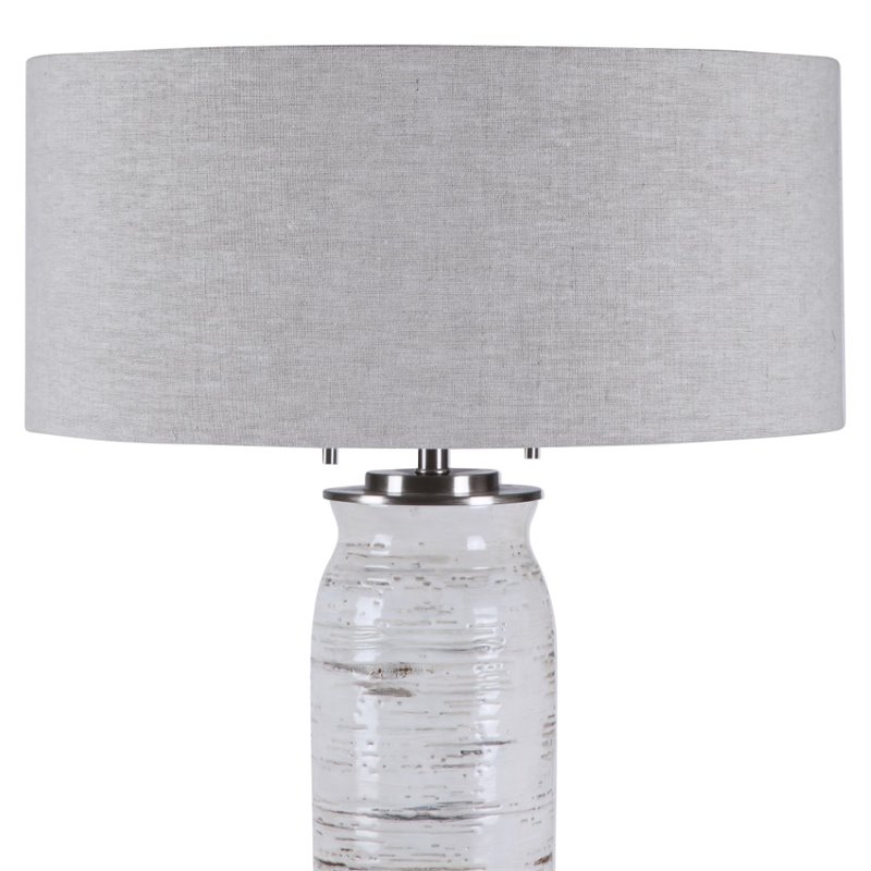 Bowery Hill Contemporary Ceramic Table Lamp in Off White