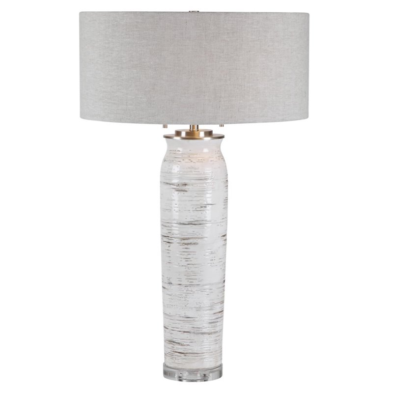 Bowery Hill Contemporary Ceramic Table Lamp in Off White