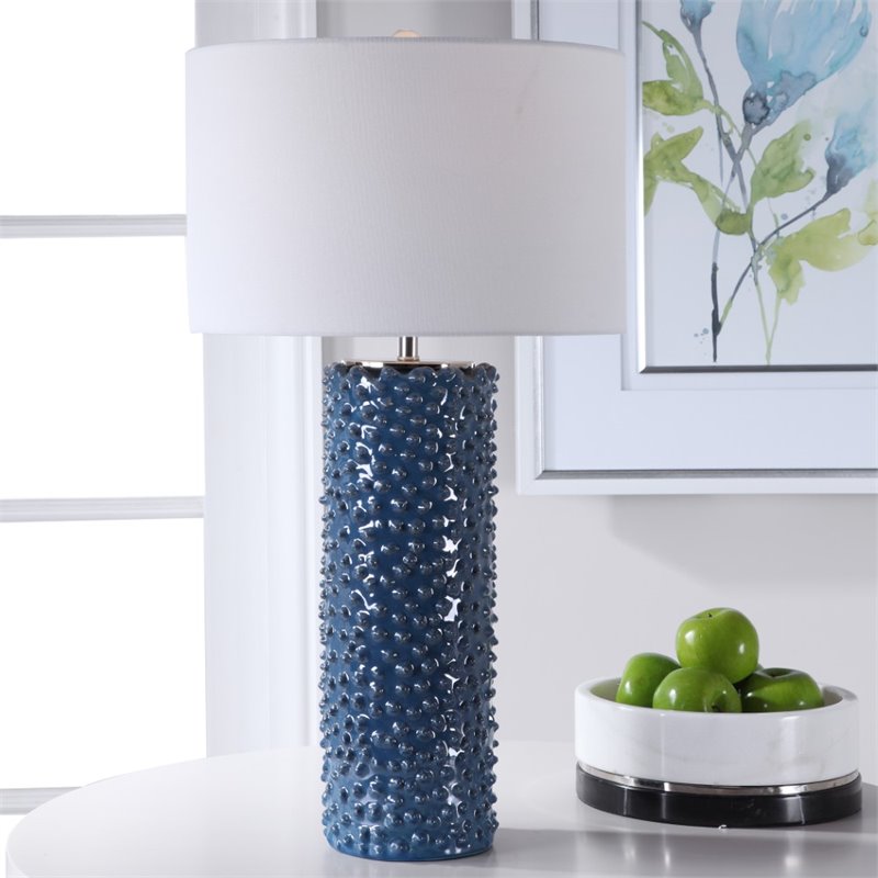 Bowery Hill Contemporary Blue Table Lamp in Deep Indigo