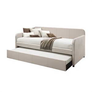 Bowery Hill Contemporary Daybed and Trundle in Beige Fabric
