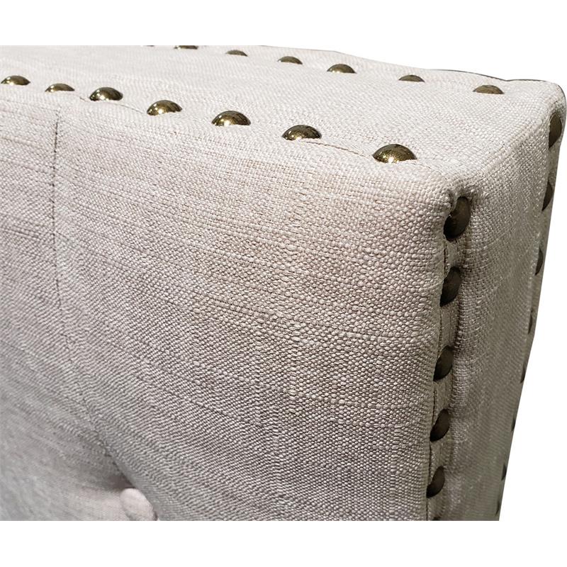 Bowery Hill Tufted Fabric with Nailhead Twin Daybed and Trundle in Trina Beige