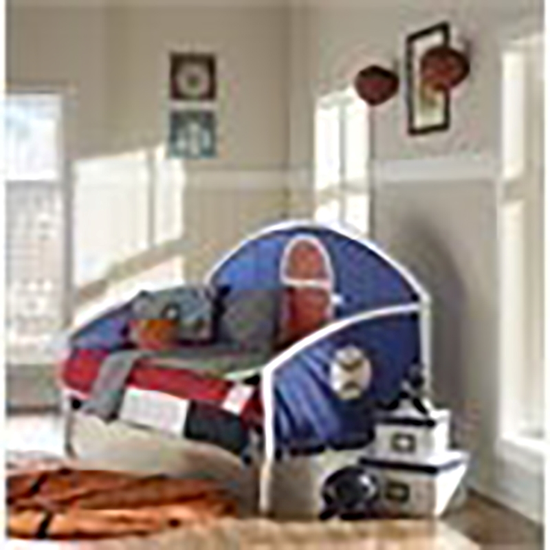 Bowery Hill Transitional Metal & Fabric Youth Daybed in White/Blue