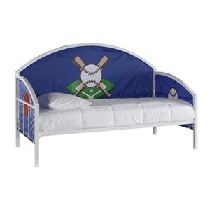 Bowery Hill Transitional Metal & Fabric Youth Daybed in White/Blue