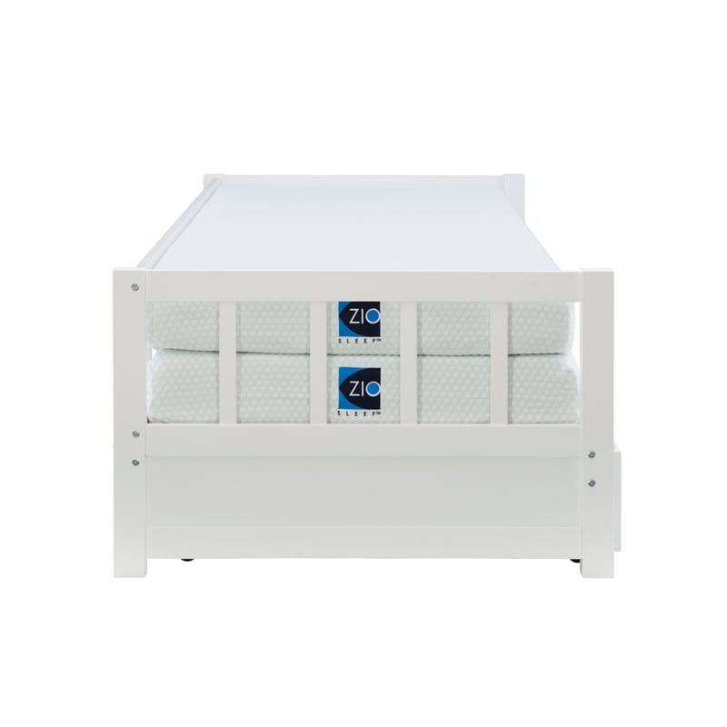 Bowery Hill Contemporary Wood Storage Trundle Daybed in White