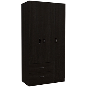 Bowery Hill 3-Door Modern Engineered Wood Austral Armoire in Black