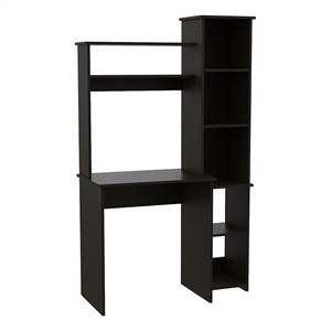 Bowery Hill Engineered Wood Black Office Desk Rectangular Hutch 63.9&quot Unassembled