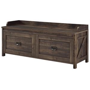 Bowery Hill Farmhouse Entryway Storage Bench in Rustic Brown