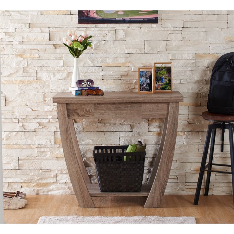 Bowery Hill Modern Wood Console Table in Light Oak