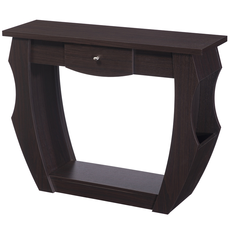 Bowery Hill Modern Wood 1-Drawer Console Table in Walnut