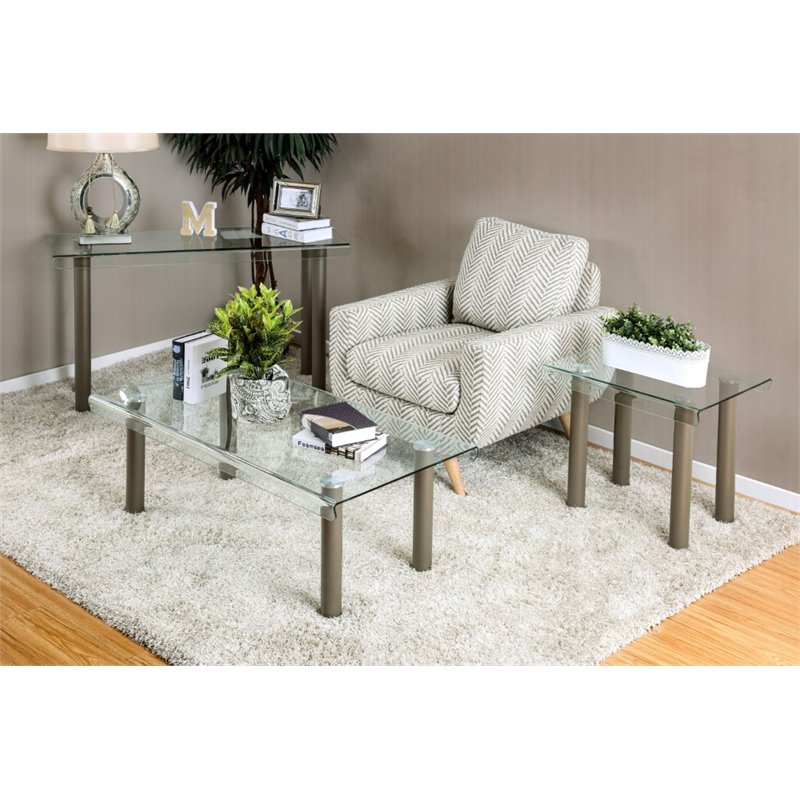 Bowery Hill Contemporary Metal Console Table in Champagne
