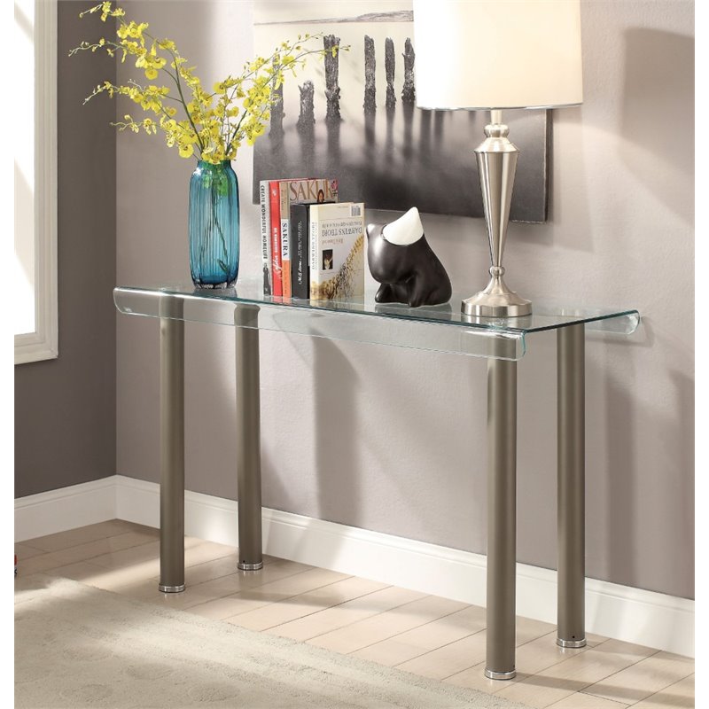 Bowery Hill Contemporary Metal Console Table in Champagne