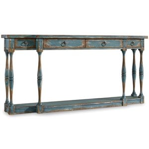 Bowery Hill Wood Azure Blue Console Table Rectangular 72&quot