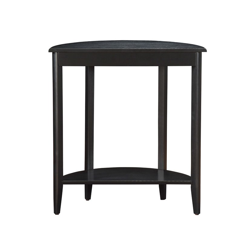 Bowery Hill Wood Black Console Table Half Moon Shape 28