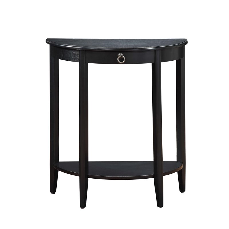 Bowery Hill Wood Black Console Table Half Moon Shape 28