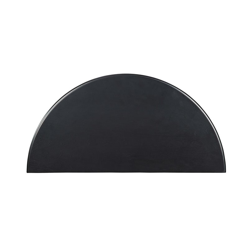 Bowery Hill Wood Black Console Table Half Moon Shape 28
