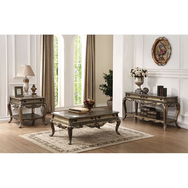 Bowery Hill Contemporary 2 Drawer Console Table in Vintage Oak