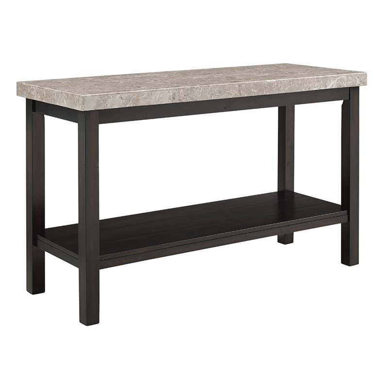 Bowery Hill Modern Marble Top Console Table in Espresso