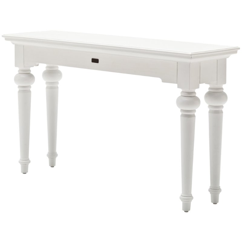 Bowery Hill Mid-Century 2 Drawer Console Table in Pure White