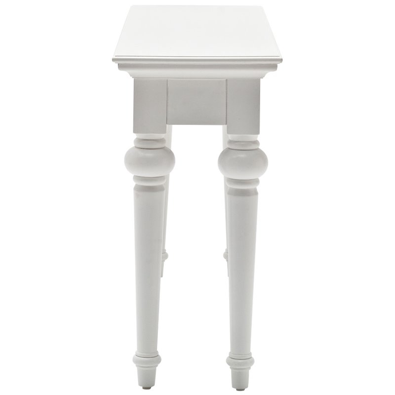 Bowery Hill Mid-Century 2 Drawer Console Table in Pure White