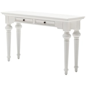 Bowery Hill Mid-Century 2 Drawer Console Table in Pure White