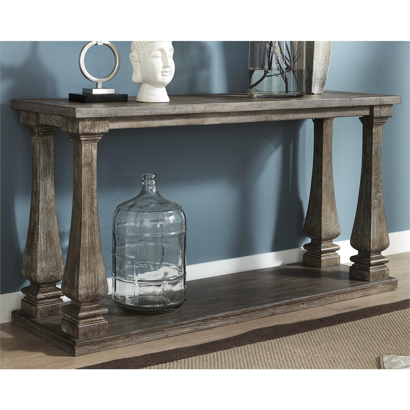 Bowery Hill Modern Solid Wood Console Table in Gray