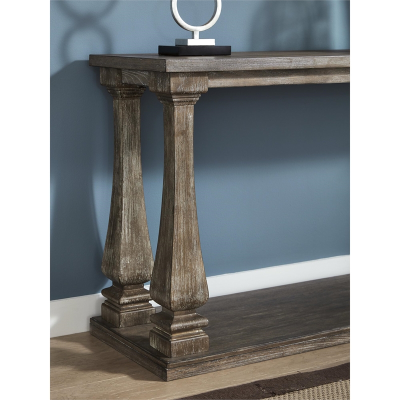 Bowery Hill Modern Solid Wood Console Table in Gray