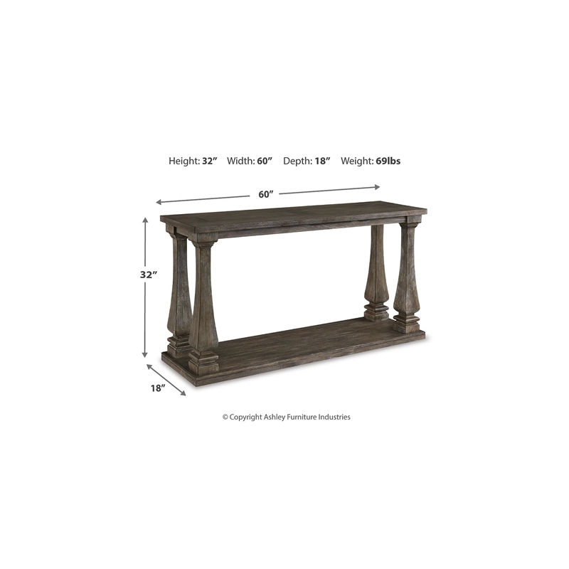 Bowery Hill Modern Solid Wood Console Table in Gray