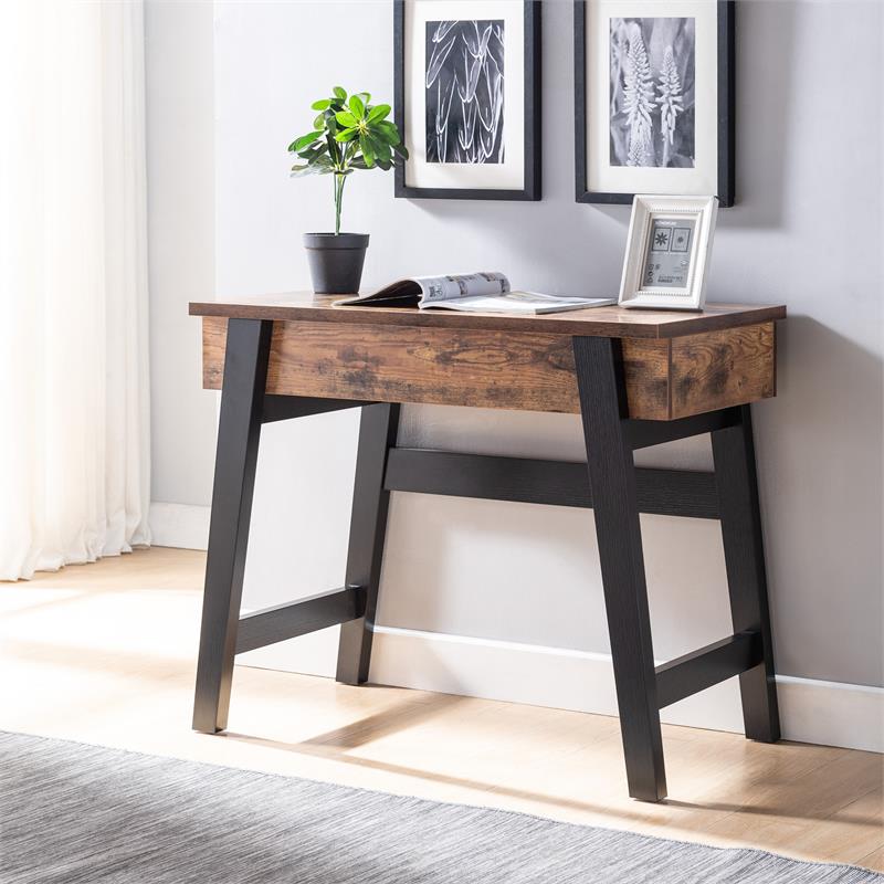 Bowery Hill Modern Wood Lift-Top Console Table in Brown