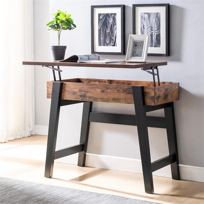 Bowery Hill Modern Wood Lift-Top Console Table in Brown