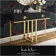 Bowery Hill Transitional 2-Drawers Stainless Steel Base Console Table Black/Gold
