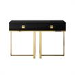 Bowery Hill Transitional 2-Drawers Stainless Steel Base Console Table Black/Gold