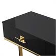 Bowery Hill Transitional 2-Drawers Stainless Steel Base Console Table Black/Gold
