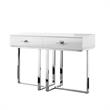 Bowery Hill Modern 2-Drawers Stainless Steel Base Console Table White/Chrome