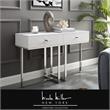 Bowery Hill Modern 2-Drawers Stainless Steel Base Console Table White/Chrome