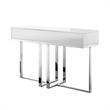 Bowery Hill Modern 2-Drawers Stainless Steel Base Console Table White/Chrome