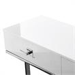 Bowery Hill Modern 2-Drawers Stainless Steel Base Console Table White/Chrome