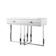 Bowery Hill Modern 2-Drawers Stainless Steel Base Console Table White/Chrome