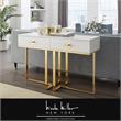 Bowery Hill Modern 2-Drawers Stainless Steel Base Console Table White/Gold