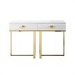 Bowery Hill Modern 2-Drawers Stainless Steel Base Console Table White/Gold