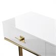 Bowery Hill Modern 2-Drawers Stainless Steel Base Console Table White/Gold