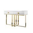 Bowery Hill Modern 2-Drawers Stainless Steel Base Console Table White/Gold