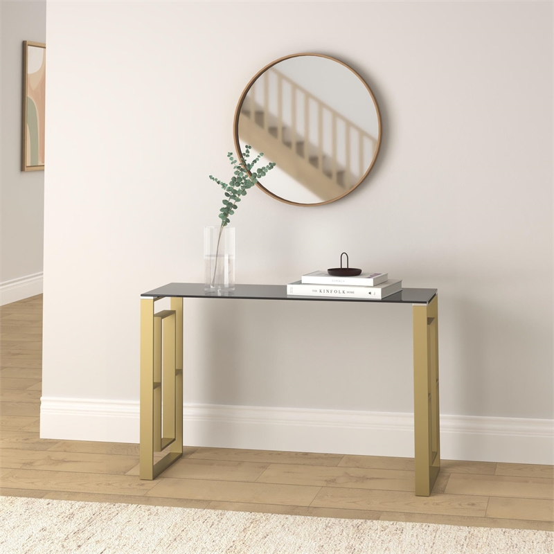 Bowery Hill Stainless Steel Gold Console Table Rectangular 47.5