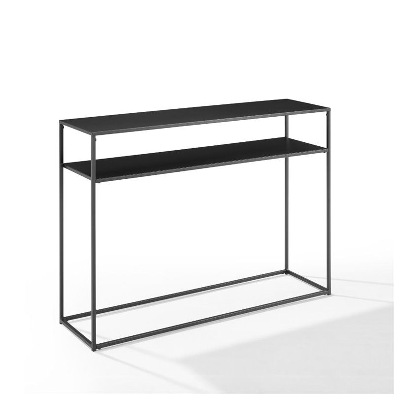 Bowery Hill Steel Matte Black Console Table Rectangular Streamlined 42