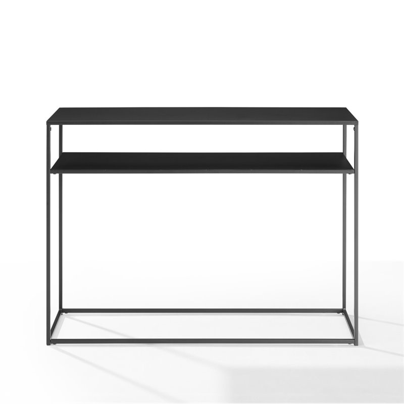Bowery Hill Steel Matte Black Console Table Rectangular Streamlined 42