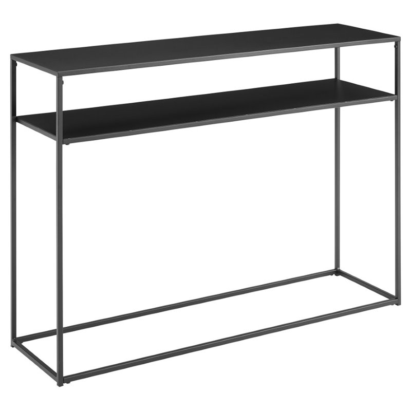 Bowery Hill Steel Matte Black Console Table Rectangular Streamlined 42