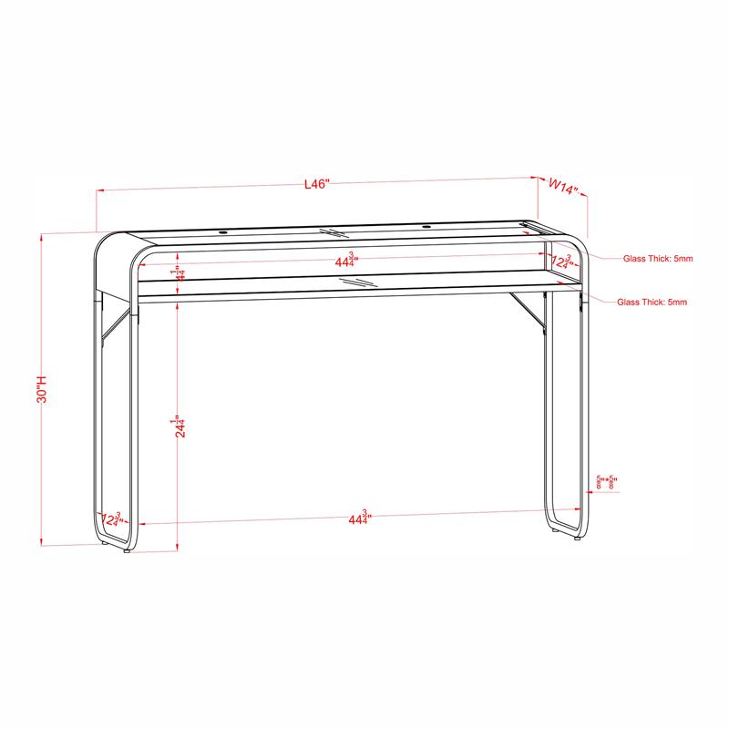 Bowery Hill Modern Contemporary Glass Top Console Table in Chrome