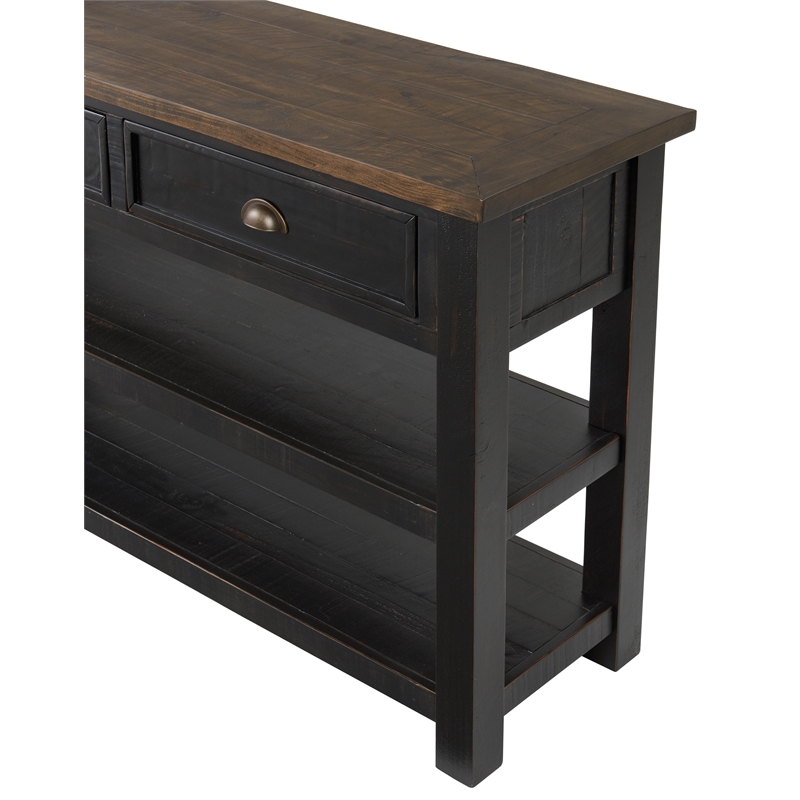 Bowery Hill Contemporary Wood 2 Drawer Sofa Console Table Black and Brown