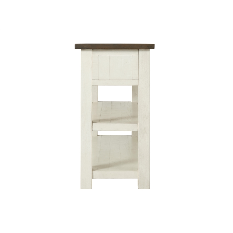 Bowery Hill Farmhouse 2 Drawer Sofa Console Table Cream White and Brown